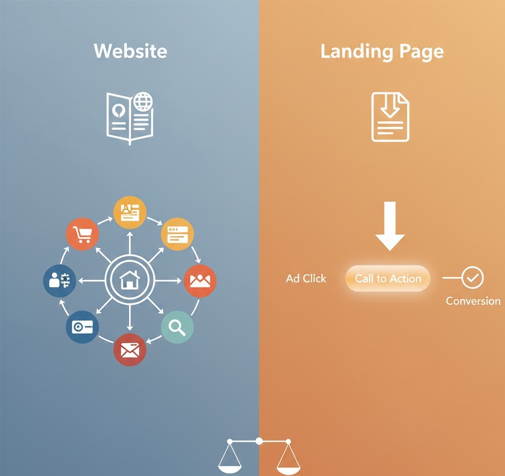 lebih efektif website atau landing page